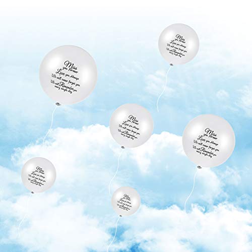 60 Pieces White Memorial Balloons Funeral Helium Remembrance Balloons Memorial Release Balloons for Condolence, Funeral, Anniversary, Memorial Services