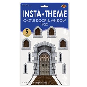 Beistle Printed Castle Door and Window Props, 16" to 5' 4", 9 Pieces In Package