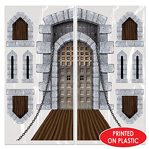 Beistle Printed Castle Door and Window Props, 16" to 5' 4", 9 Pieces In Package