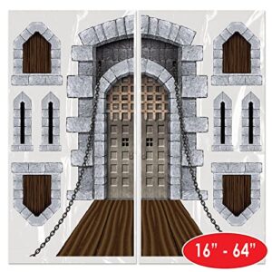 Beistle Printed Castle Door and Window Props, 16" to 5' 4", 9 Pieces In Package