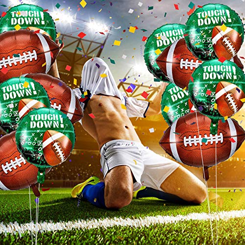 Football Balloons Set, Football Field Balloons and Football Foil Balloons for Tailgate Game Day Football Theme Supplies Birthday Party Decorations (12 Pieces)