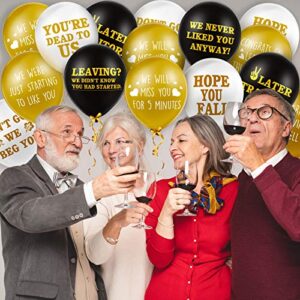 45 Pieces 12 Inch Coworker Going Away We Will Miss You Farewell Balloon funny goodbye party later traitor deco Office Balloons Retirement Latex Balloon with 2 Ribbon Colleague (Black, Gold, White)