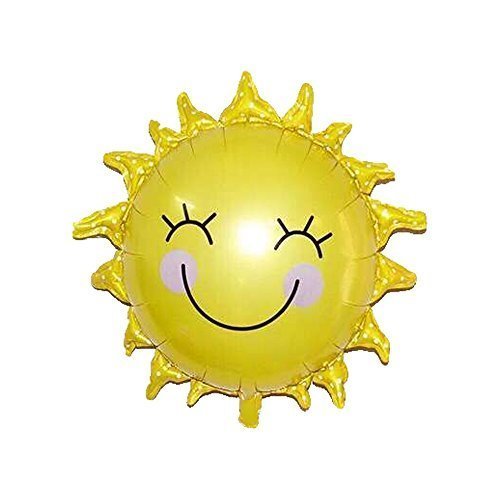 Smiley-face Sun Balloon, 26" Foil Mylar Helium Balloon, Pack of 5