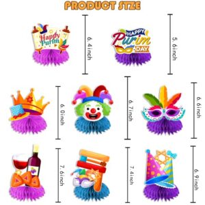 8 Pcs Purim Decorations Honeycomb Centerpieces, Happy Purim Table Decorations, Purim Party Decorations 3d Double Side Honeycomb Decorations for The jolly Jewish holiday Purim Day Party
