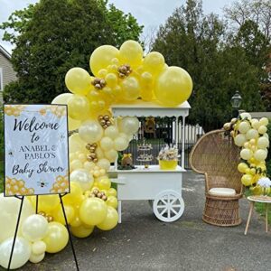 OUOshield 124pcs Yellow Balloons Garland Arch Kit Lemon Daisy Honeybee Theme Light and Gold for Birthday Parties, Wedding, Baby Shower Party, Anniversary Party Decoration