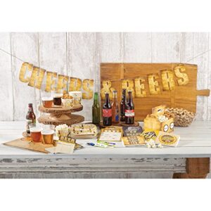 Creative Converting 324453 Cheers & Beers Plastic Border Print Tablecover, 54" x 102", Ivory