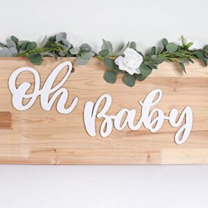 Wood Baby Sign, White Party Banner for Baby Shower Decorations, Birthday Party, Gender Reveal Backdrop, Wall Decor by QIFU