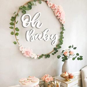 Wood Baby Sign, White Party Banner for Baby Shower Decorations, Birthday Party, Gender Reveal Backdrop, Wall Decor by QIFU