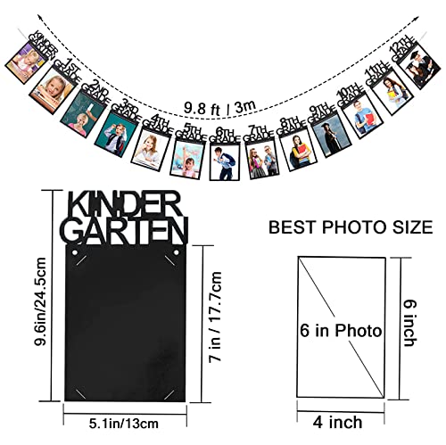 Graduation Photo Banner for 2023 Party Decorations, Kindergarten to 12th Grade Graduation Picture Banner, Middle School, High School College Graduation Party Supplies Black SG063BK