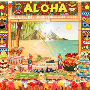 90shine 3PCS Hawaiian Luau Party Decorations Tiki Banners Aloha Tropical Moana Flamingo Door Porch Signs Wall Hanging Decor Supplies