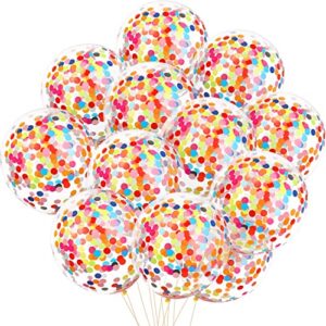 50 pieces rainbow multicolor confetti balloons 12 inches latex balloon with bright colorful confetti pre-filled for wedding engagement party decoration