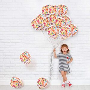 50 Pieces Rainbow Multicolor Confetti Balloons 12 Inches Latex Balloon with Bright Colorful Confetti Pre-Filled for Wedding Engagement Party Decoration