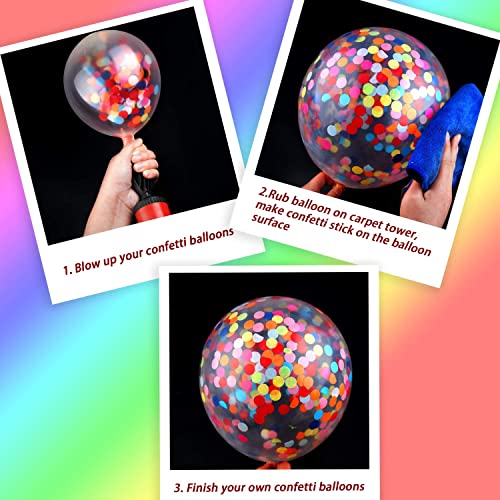 50 Pieces Rainbow Multicolor Confetti Balloons 12 Inches Latex Balloon with Bright Colorful Confetti Pre-Filled for Wedding Engagement Party Decoration