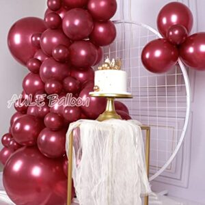 AULE 100 Pcs Metallic Burgundy Balloons Different Sizes 18/10/5 inch Maroon Chrome Latex Shiny Helium Balloons Party Decoration for Birthday Wedding Baby Shower Graduation Anniversary