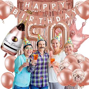 50th Birthday Decorations for Women, Rose Gold 50th Birthday Party Decoration for Her, 50th Happy Birthday Banner Kits Rosegold Balloons Decoration for Girls Women 50th Birthday Party Supplies