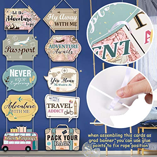 Travel Party Decorations Let The Adventure Begin Sign Travel Cutouts Bon Voyage Banner Adventure Signs Supplies Door Sign Travel Themed Birthday Party Wall Decoration Signs 10 Counts