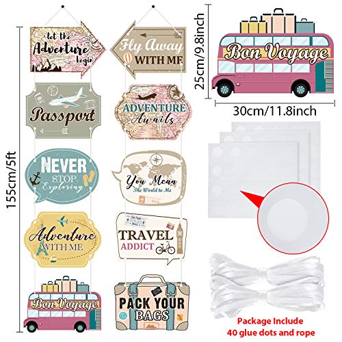 Travel Party Decorations Let The Adventure Begin Sign Travel Cutouts Bon Voyage Banner Adventure Signs Supplies Door Sign Travel Themed Birthday Party Wall Decoration Signs 10 Counts