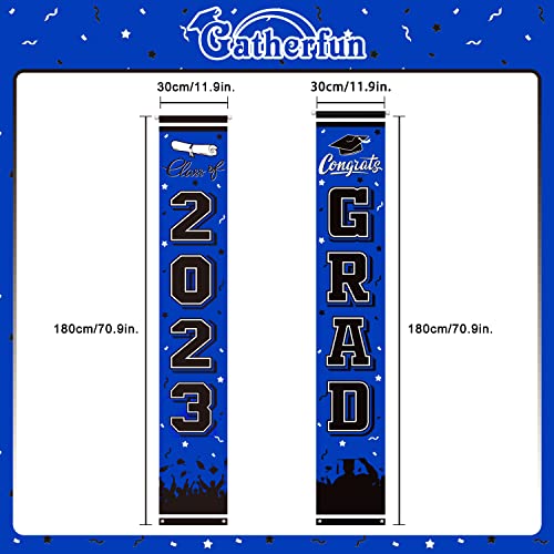 2023 Graduation Party Decorations Porch Sign Banner Blue Large Congrats Grad Party Supplies Decorations Door Banner for Graduation Party