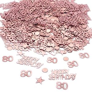 youu happy birthday party table confetti – twinkle stars foil metallic sequins confetti and special events table scatters decorations confetti decorations about 700pcs（rose gold） (80 years old)