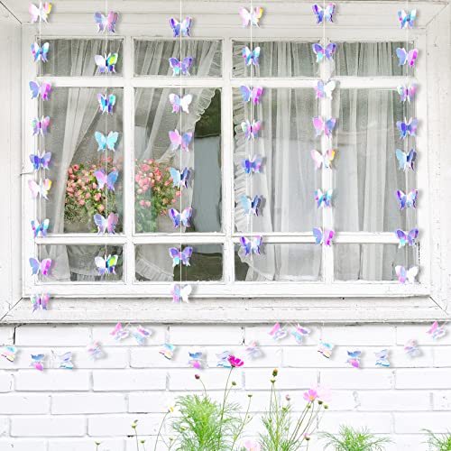 3D Butterfly Hanging Garlands Butterfly Laser Paper Party Streamers Decoration for Wedding Home Party Birthday Decorations Butterfly Baby Shower Decorations (4 Pieces)