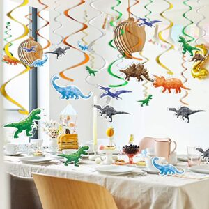 WERNNSAI Watercolor Dinosaur Hanging Swirl - 24PCS Dinosaur Party Decorations for Boys Kids Dino Theme Birthday Party Supplies Jurassic World Hanging Spiral Garlands Ceiling Decor