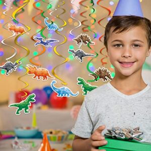 WERNNSAI Watercolor Dinosaur Hanging Swirl - 24PCS Dinosaur Party Decorations for Boys Kids Dino Theme Birthday Party Supplies Jurassic World Hanging Spiral Garlands Ceiling Decor