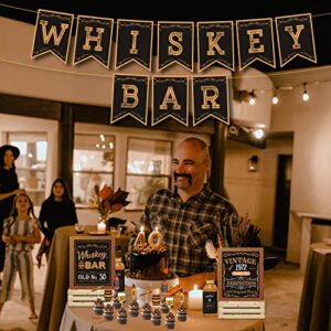 Whiskey Bar Decoration Kit, DIY Whiskey Bar Sign Aged to Perfection Party Sign Whiskey Themed Cake Toppers for Men 30th 40th 50th Birthday Decorations Whiskey Aged to Perfection Party Supplies