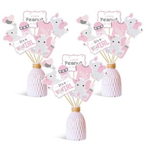 faisichocalato pink elephant centerpiece sticks diy baby girl it’s a girl table decorations pink little peanut cutouts for pink elephant theme baby shower birthday party supplies set of 24