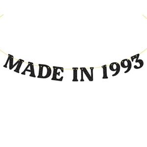 30th birthday decorations no diy made in 1993 banner glitter cheers to 30 years happy birthday party for indoor/outdoor (black)