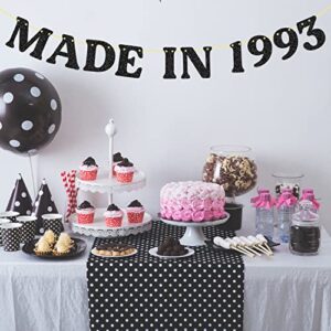 30th Birthday Decorations No DIY Made in 1993 Banner Glitter Cheers to 30 Years Happy Birthday Party for Indoor/Outdoor (Black)