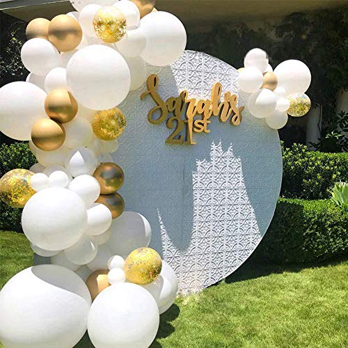 White Gold Arch Garland Kit - 124Pcs Chrome Gold White and Double Skin with White Balloons for Wedding Birthday Baby Shower Graduation Anniversary Bachelorette Party Background Decorations