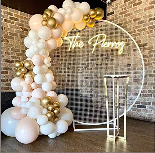 White Gold Arch Garland Kit - 124Pcs Chrome Gold White and Double Skin with White Balloons for Wedding Birthday Baby Shower Graduation Anniversary Bachelorette Party Background Decorations