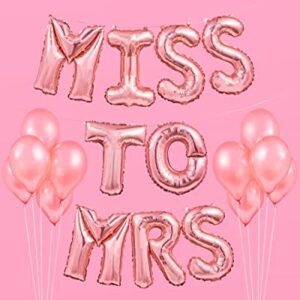 xo, Fetti Bachelorette Party Decorations - Miss to Mrs Balloon Kit - Rose Gold - 16" MISS TO MRS Foil Balloons + 10 Rose Gold Latex Balloons - Bridal Shower