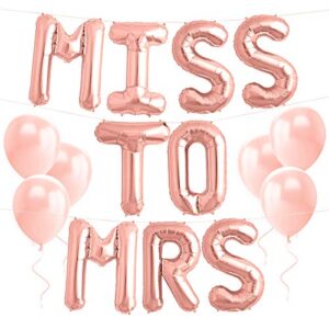 xo, fetti bachelorette party decorations – miss to mrs balloon kit – rose gold – 16″ miss to mrs foil balloons + 10 rose gold latex balloons – bridal shower