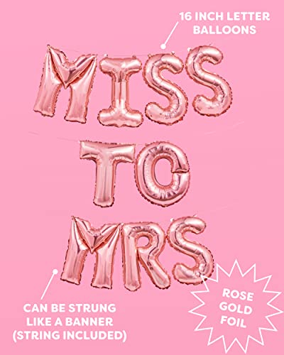 xo, Fetti Bachelorette Party Decorations - Miss to Mrs Balloon Kit - Rose Gold - 16" MISS TO MRS Foil Balloons + 10 Rose Gold Latex Balloons - Bridal Shower