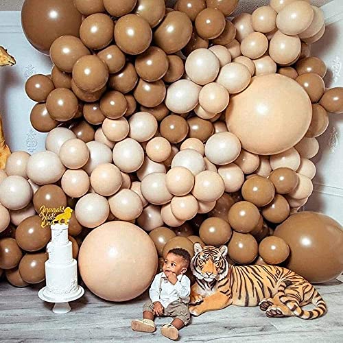 50pcs Retro Coffee Latex Balloons 18'' 10'' 5'' Dark Brown Balloon for Birthday Wedding Baby Shower Anniversary Decoration Jungle Safari Party Balloon Garland Supplies (Coffee)