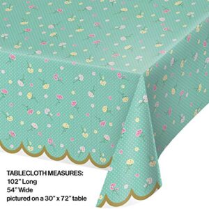 Creative Converting Floral Tea Party Plastic Tablecloth, 1 ct, Multi-Colored, 54" x 102", 1 ct