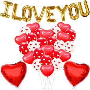 katchon, i love you balloons – pack of 37 | heart balloons for proposal decorations, happy anniversary decorations | love you balloon, love sign balloon for her, romantic decorations special night