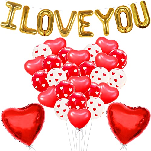 KatchOn, I Love You Balloons - Pack of 37 | Heart Balloons for Proposal Decorations, Happy Anniversary Decorations | Love You Balloon, Love Sign Balloon for Her, Romantic Decorations Special Night