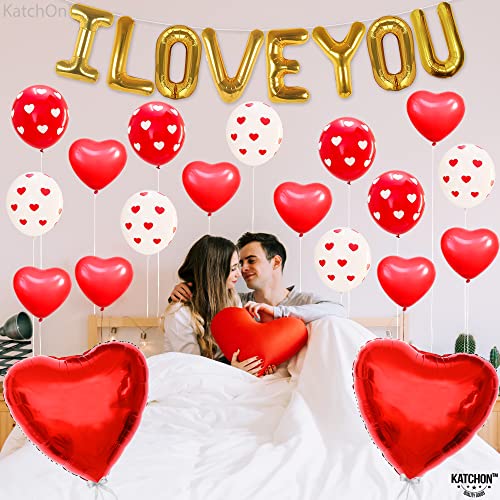 KatchOn, I Love You Balloons - Pack of 37 | Heart Balloons for Proposal Decorations, Happy Anniversary Decorations | Love You Balloon, Love Sign Balloon for Her, Romantic Decorations Special Night