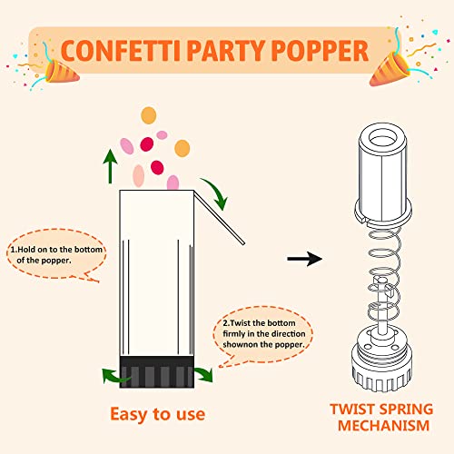 Confetti Poppers Cannons for Wedding Birthday Graduation Baby Shower Kids Fun Party Supplies Decorations and Favors (Colorful)
