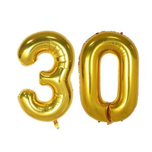 40inch gold number 30 balloon party festival decorations birthday anniversary jumbo foil helium balloons party supplies use them as props for photos (40inch gold number 30)