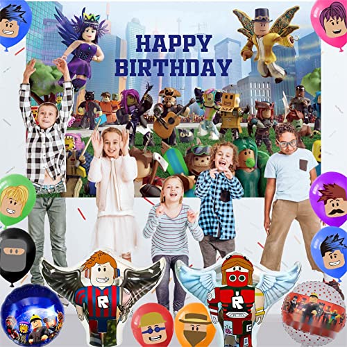 Robot Birthday Party Supplies,Robot Birthday Decorations including Backdrop Decorations, Foil Balloon, Latex Balloon,Party Favors for Kids Game Lovers