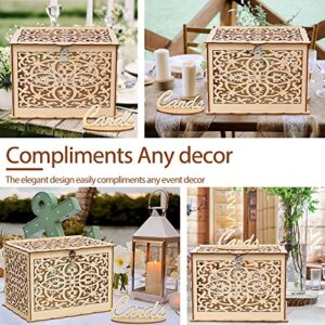 Aytai DIY Rustic Wedding Card Box with Lock and Card Sign Wooden Gift Card Box Money Box for Reception Wedding Anniversary Baby Shower Birthday Graduation Party Decorations