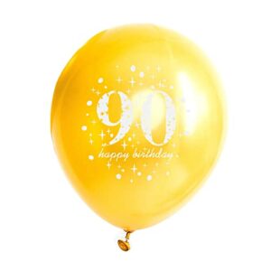 90th Birthday Balloons Black Gold Party Decorations Latex Confetti Balloon for Women Men 90 Year Old Anniversary Theme Birthday Party Supplies 15 pack 12 Inch(90 years old)