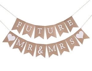 future mr&mrs burlap banner – future mr&mrs couples shower decor,bridal shower decorations ,engagement banner , best bridal wedding supplies
