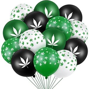48 pieces weed balloons pot leaf balloons weed decor leaf print balloons themed gifts for hawaii style tropical party supplies decorations