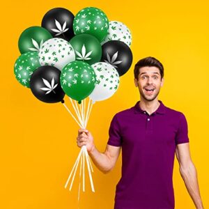 48 Pieces Weed Balloons Pot Leaf Balloons Weed Decor Leaf Print Balloons Themed Gifts for Hawaii Style Tropical Party Supplies Decorations