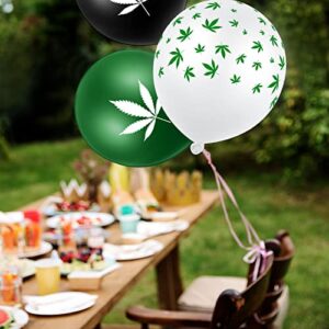 48 Pieces Weed Balloons Pot Leaf Balloons Weed Decor Leaf Print Balloons Themed Gifts for Hawaii Style Tropical Party Supplies Decorations