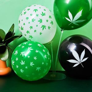 48 Pieces Weed Balloons Pot Leaf Balloons Weed Decor Leaf Print Balloons Themed Gifts for Hawaii Style Tropical Party Supplies Decorations